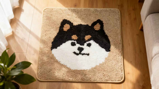 Cute Shiba Inu Flocked Carpet