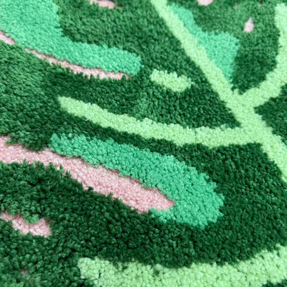 Monstera Leaf Tufted Rug | Botanical Plant Accent Mat for Bohemian Decor - Fucolina