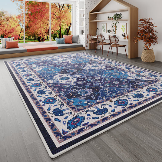 Vintage blue palace style faux cashmere carpet