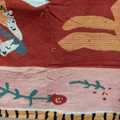 "Jungle Dance" Tiger & Leopard Woven Tapestry | Bohemian Folk Art Blanket - Fucolina