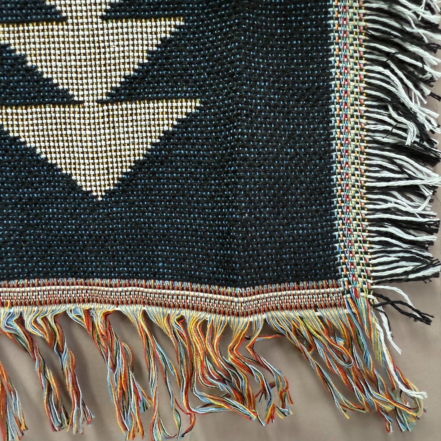 "Sacred Cross" Southwestern Tribal Woven Blanket | Geometric Tapestry Wall Art - Fucolina