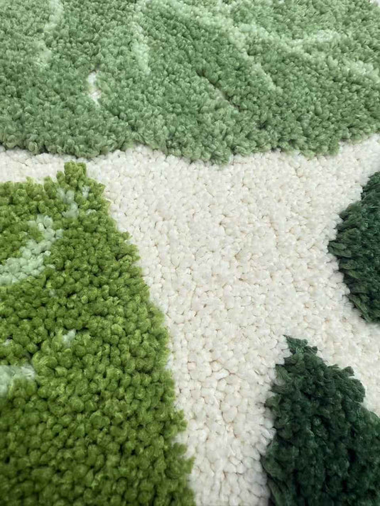 Natural-style Green Plant Leaf Flocked Carpet