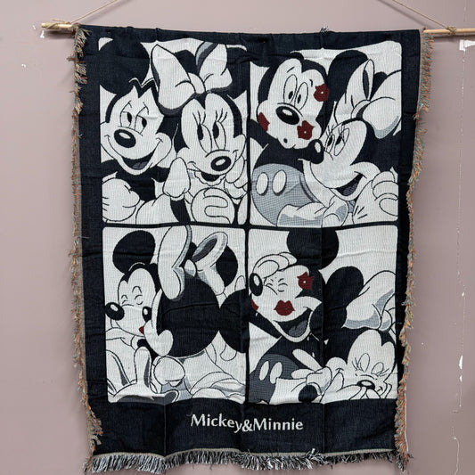 Mickey & Minnie Comic Panel Woven Tapestry | Vintage Disney Pop Art Blanket - Fucolina