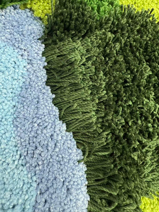 3D Forest Lake Flocked Carpet