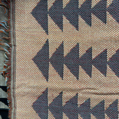 "Sacred Cross" Southwestern Tribal Woven Blanket | Geometric Tapestry Wall Art - Fucolina