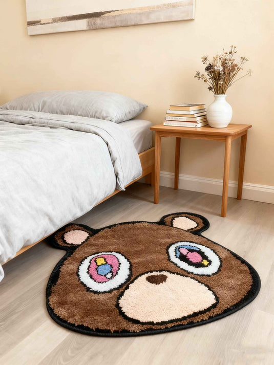 Trendy Art Big-eye Bear Flocked Carpet