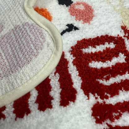 Cute Snowman Shaped Tufted Rug | Christmas Holiday Decor Mat | Winter Themed Accent Rug - Fucolina