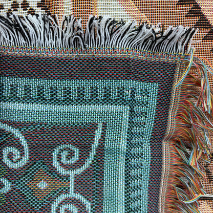 Bohemian Medallion Woven Tapestry Blanket | Persian Style Geometric Wall Decor - Fucolina