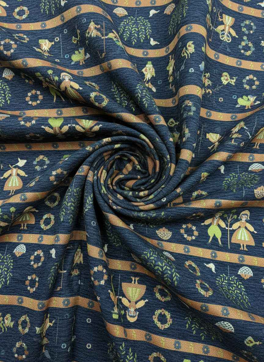 European folk-style figure chenille jacquard fabric, multi-colored childlike soft furnishings and clothing universal fabric