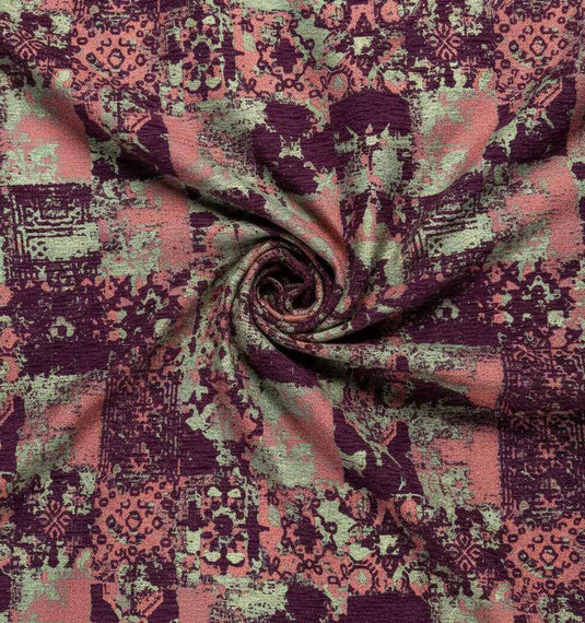 Retro Distressed Geometric Patchwork Chenille Jacquard Fabric