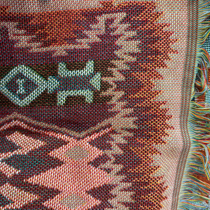 Vibrant Southwestern Aztec Woven Tapestry | Geometric Tribal Boho Blanket - Fucolina