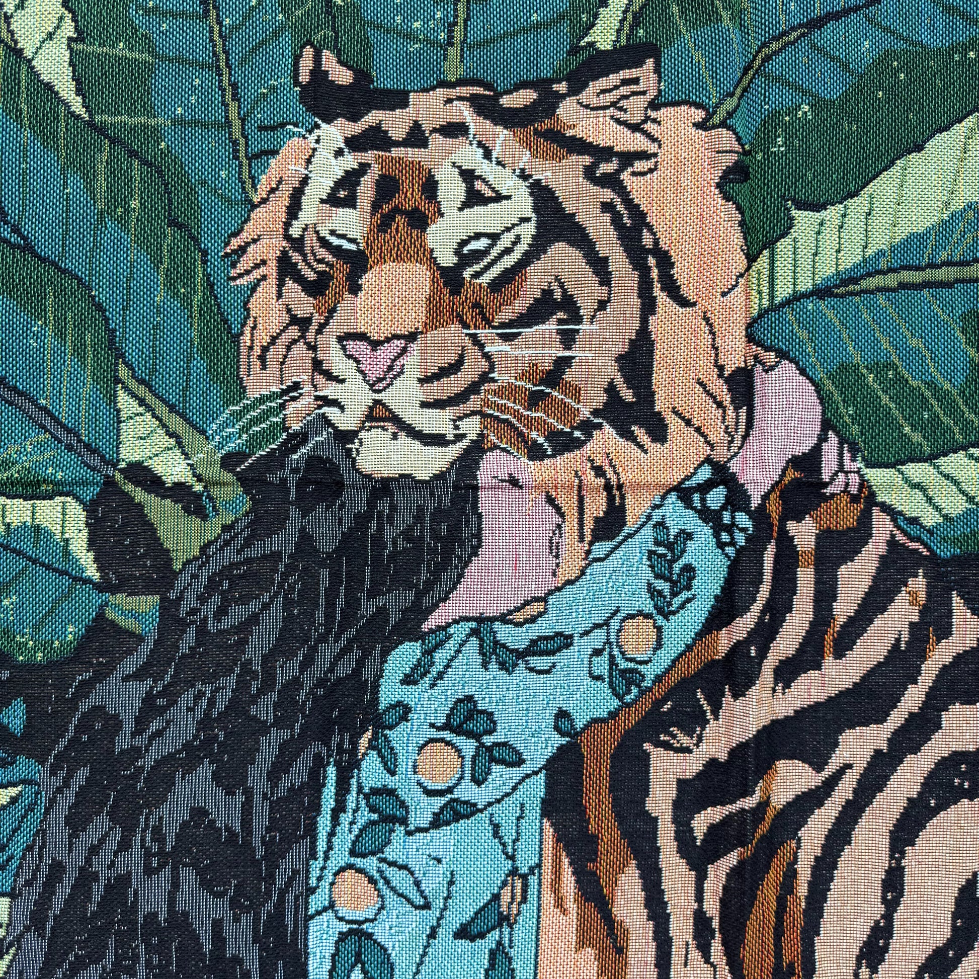 "Jungle Dream" Tiger and Woman Woven Tapestry | Bohemian Forest Wall Hanging - Fucolina