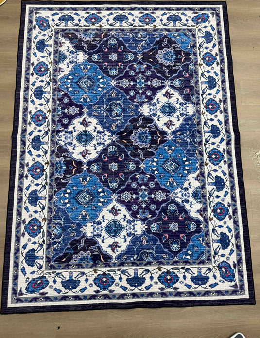 Vintage blue palace style faux cashmere carpet