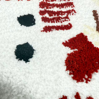 Cute Snowman Shaped Tufted Rug | Christmas Holiday Decor Mat | Winter Themed Accent Rug - Fucolina