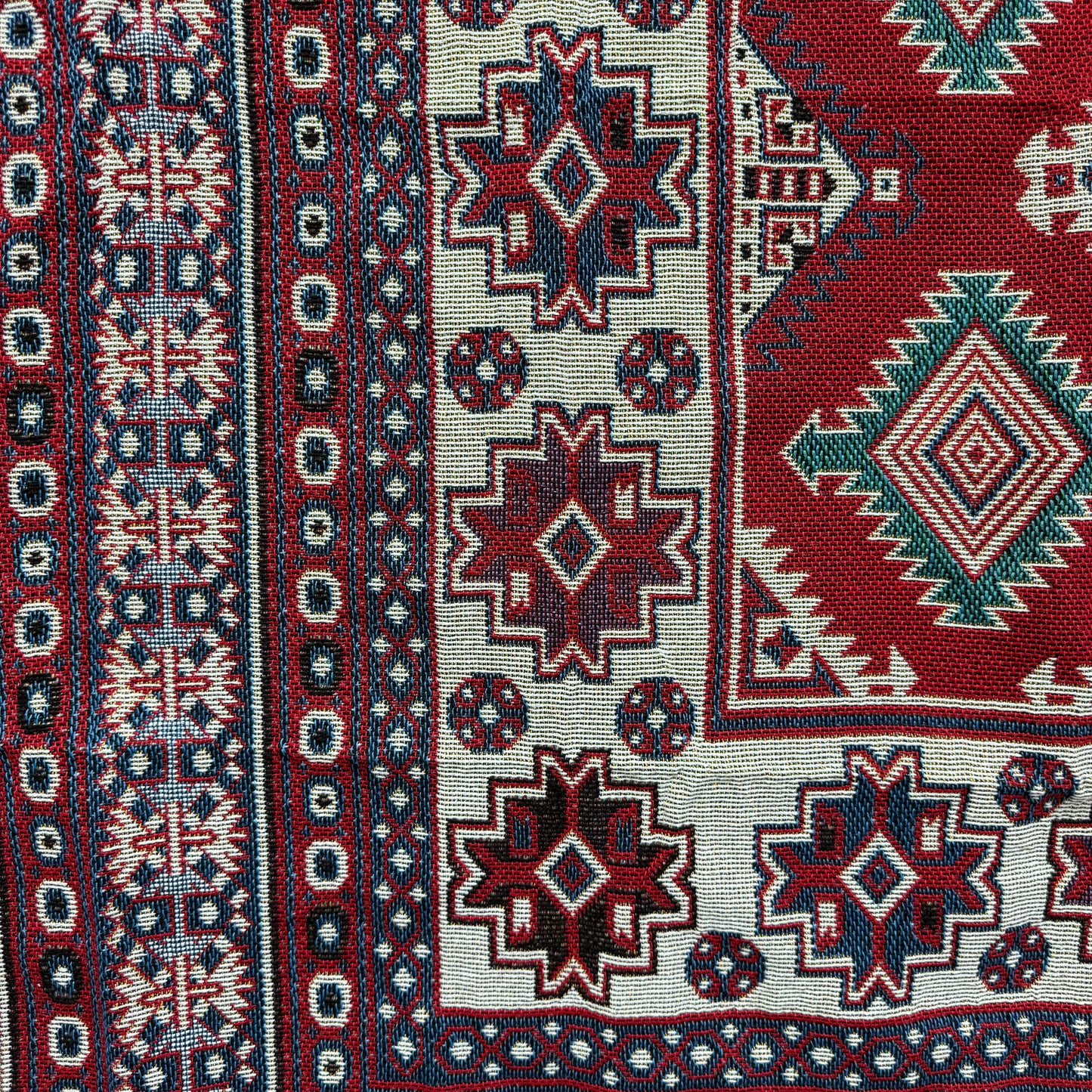Bohemian Geometric Woven Tapestry Blanket | Kilim Style Tribal Wall Hanging - Fucolina