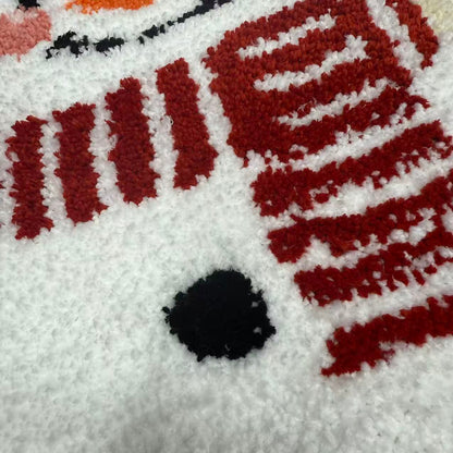 Cute Snowman Shaped Tufted Rug | Christmas Holiday Decor Mat | Winter Themed Accent Rug - Fucolina