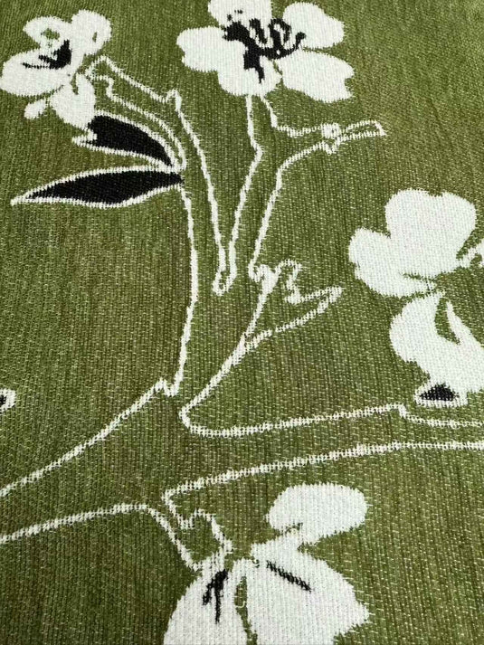 Vintage Green Plant Flower Chenille Sofa Throw