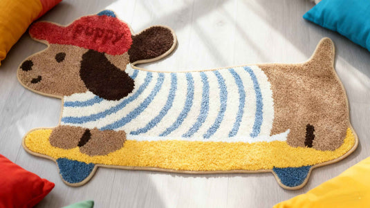 Trendy Skateboarding Dog-shaped Flocked Carpet