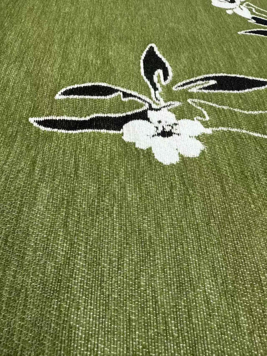 Vintage Green Plant Flower Chenille Sofa Throw