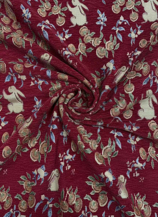 Cute Rabbit Blessing Chenille Jacquard Fabric