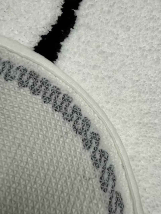 Minimalist Black-and-white Cartoon Rabbit Flocked Carpet