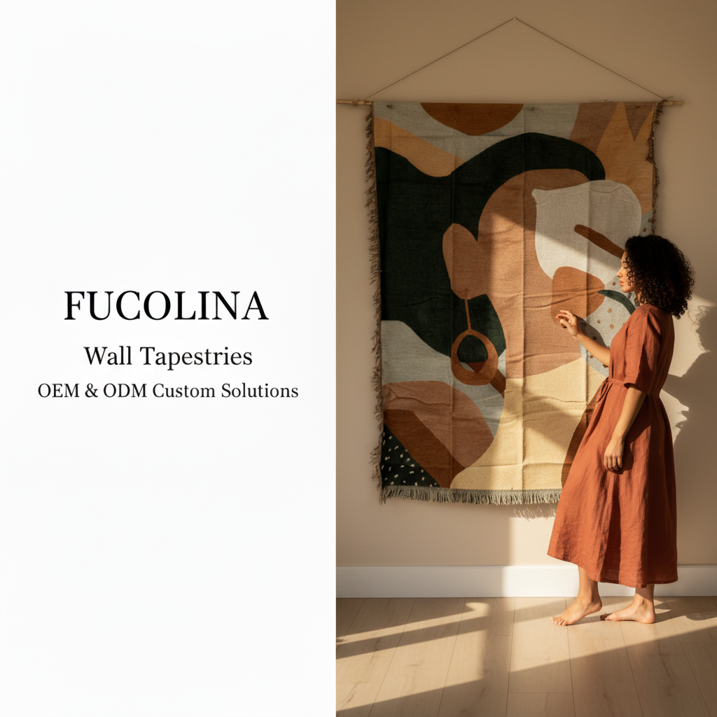 FUCOLINA Abstract Portrait Tapestry — Model Editorial