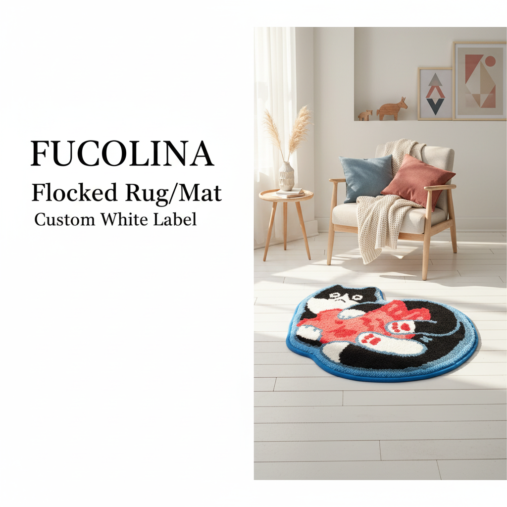 FUCOLINA Cat Fish Flocked Rug - Cozy Room