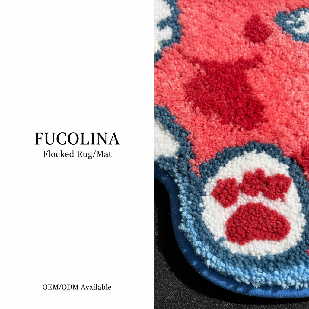 FUCOLINA Cat Fish Flocked Rug - Craftsmanship Detail