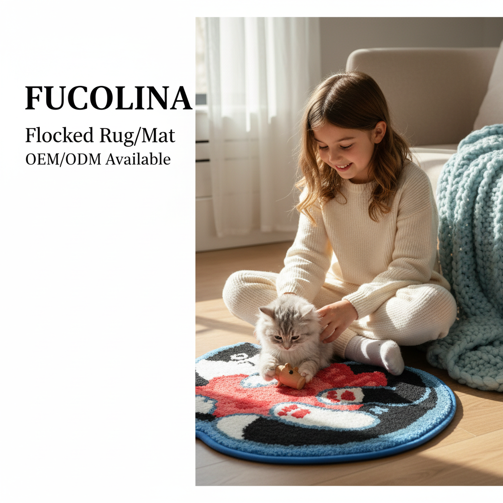 FUCOLINA Cat Fish Flocked Rug - Lifestyle Editorial