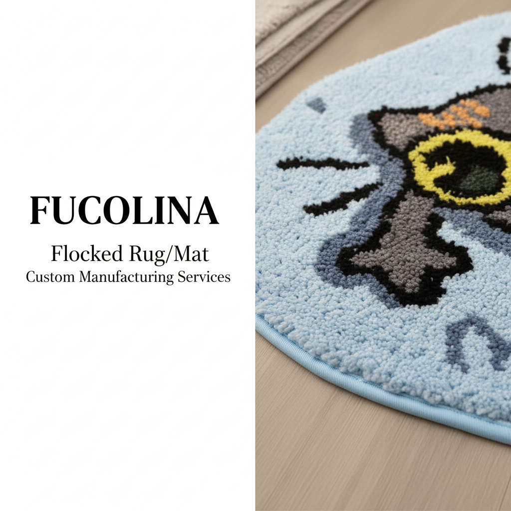 FUCOLINA Flocked Rug - Centered Text Layout