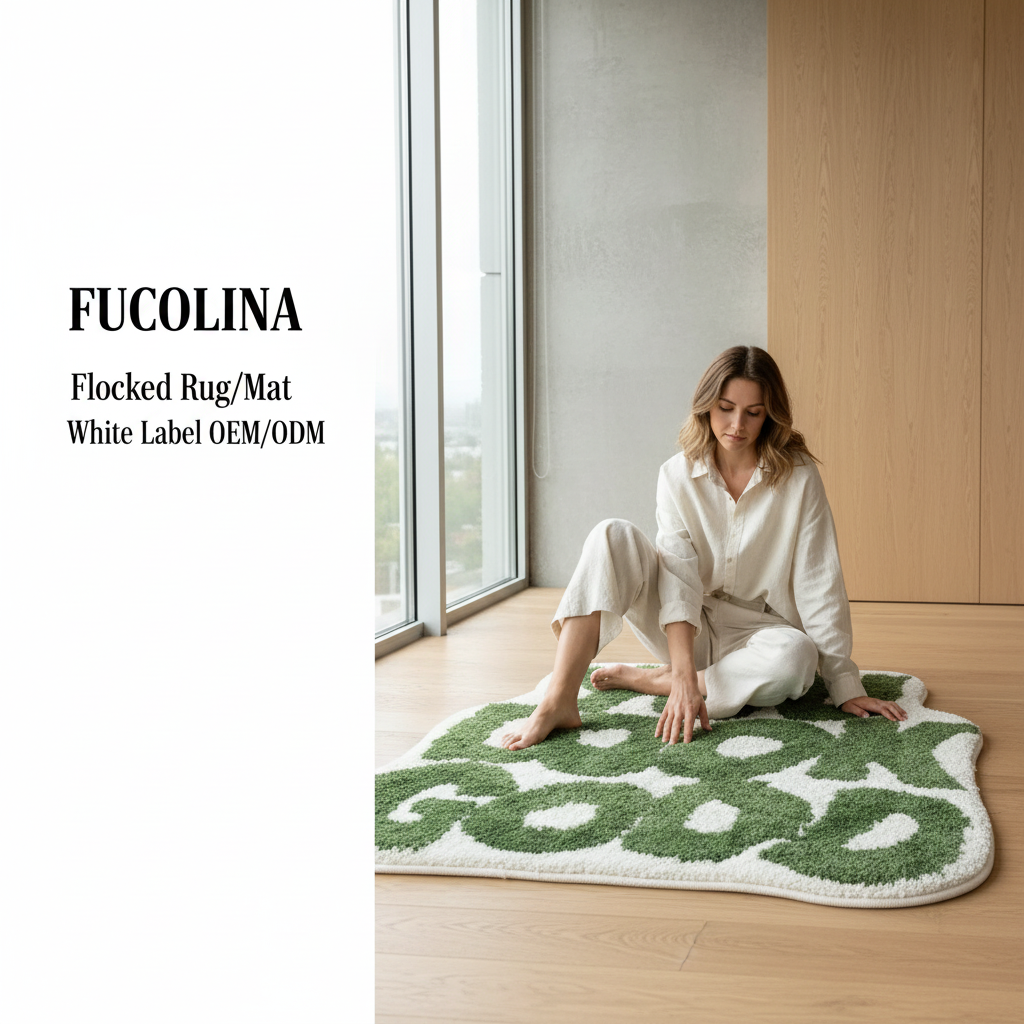FUCOLINA Flocked Rug Lifestyle with Model