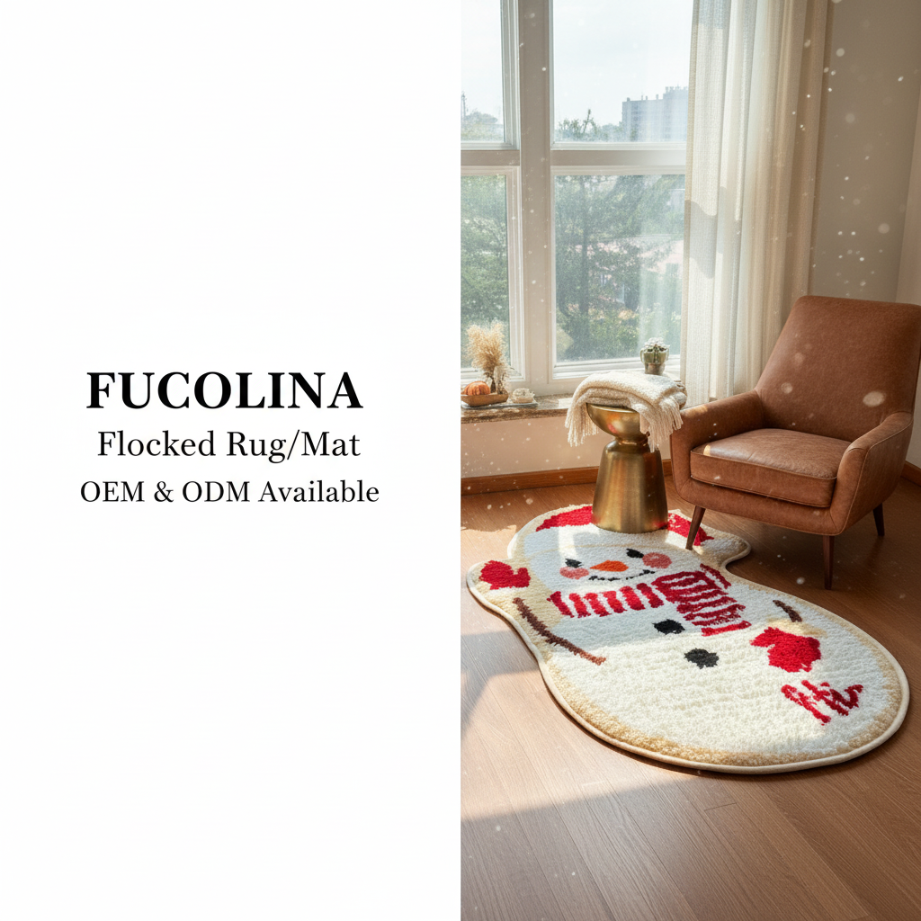 FUCOLINA Flocked Rug - Snowman Living Room Scene