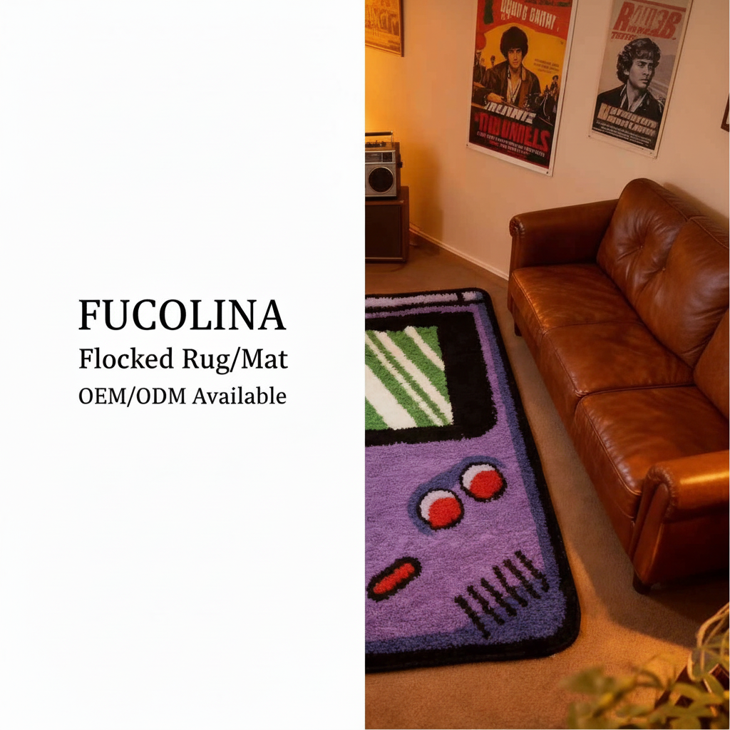 FUCOLINA Game Boy Flocked Rug - Retro Game Room Updated