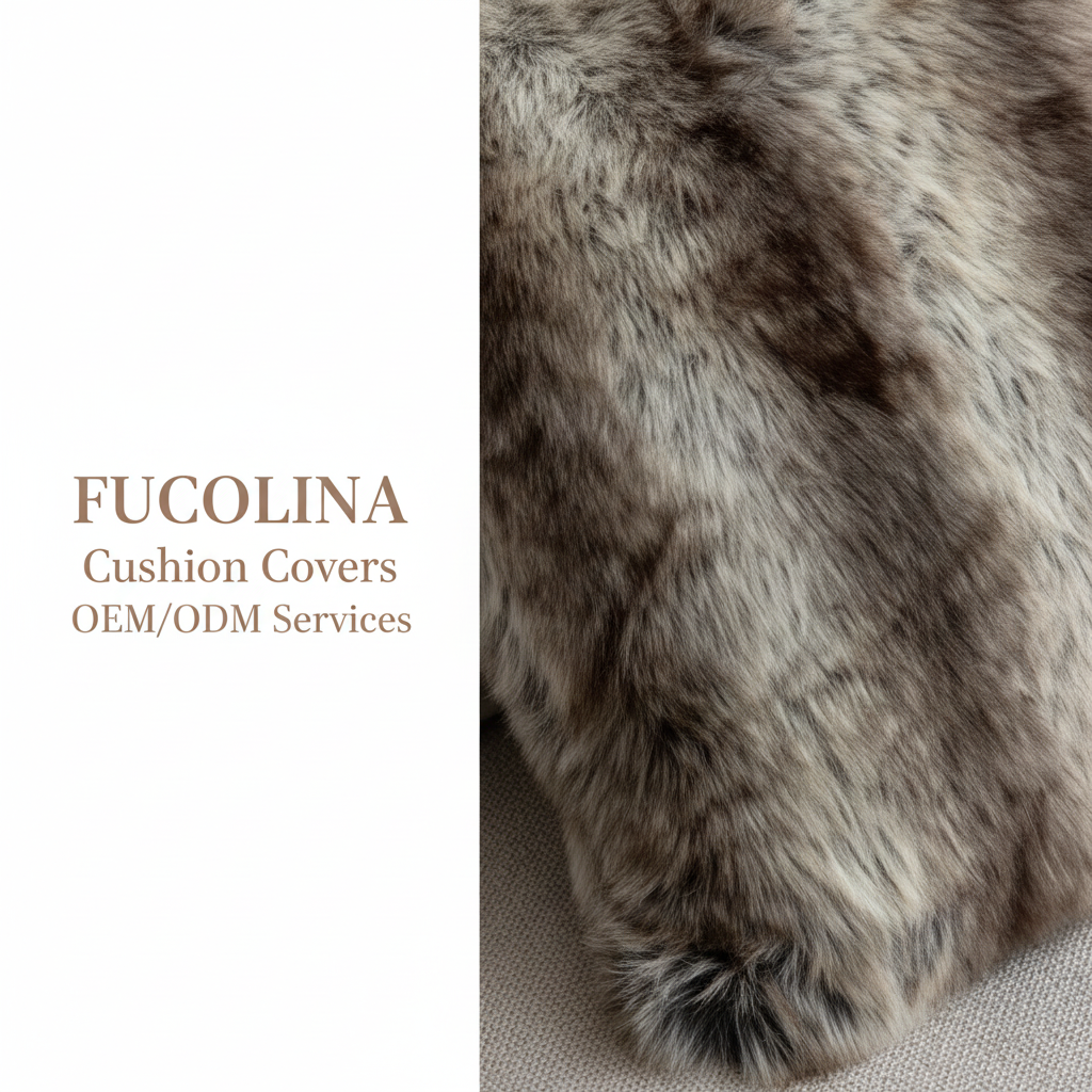 FUCOLINA Gray-Brown Fur Cushion Detail