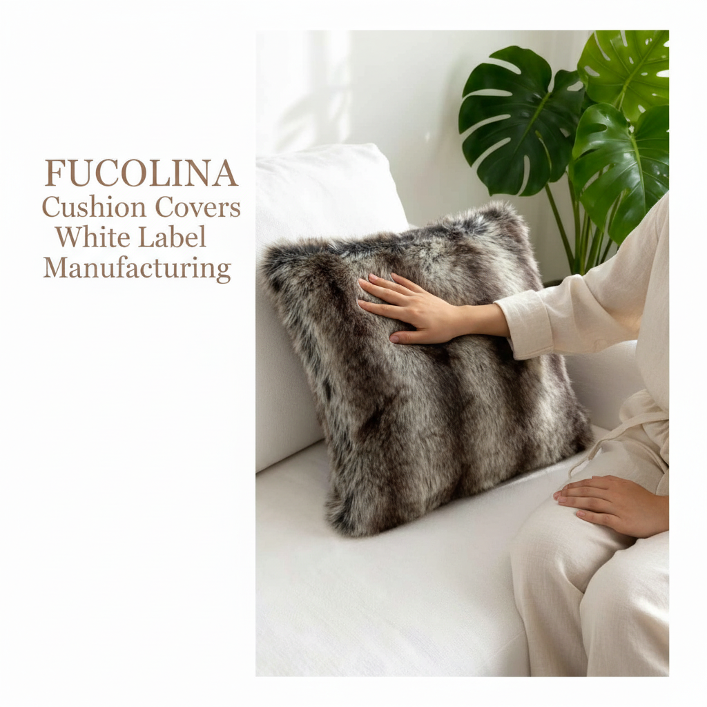 FUCOLINA Gray-Brown Fur Cushion Lifestyle