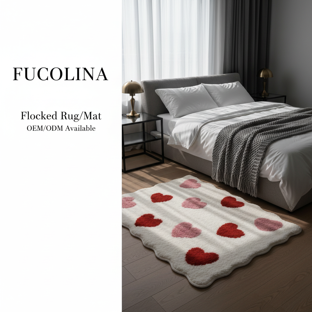 FUCOLINA Heart Flocked Rug - Modern Bedroom Scene