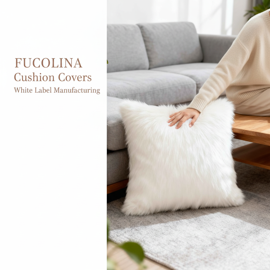 FUCOLINA White Fur Cushion Lifestyle