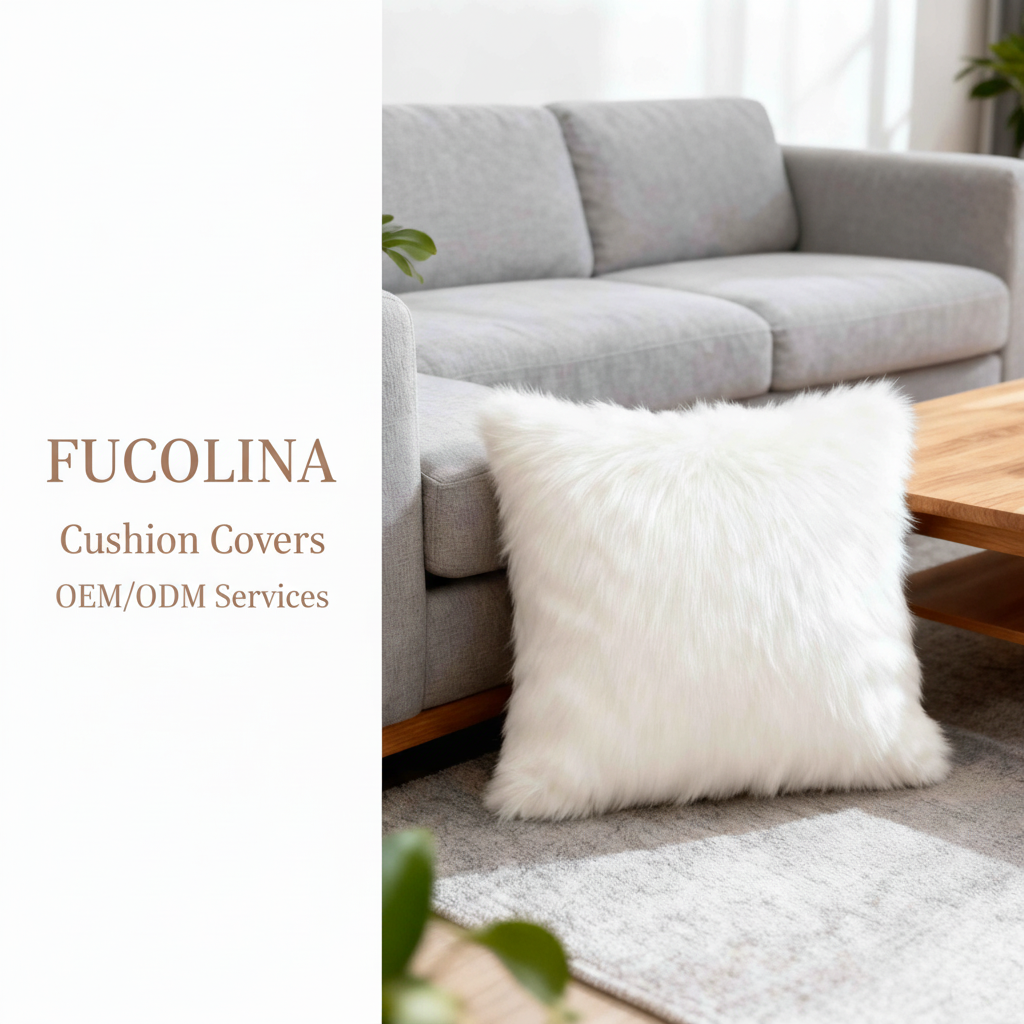 FUCOLINA White Fur Cushion Living Room