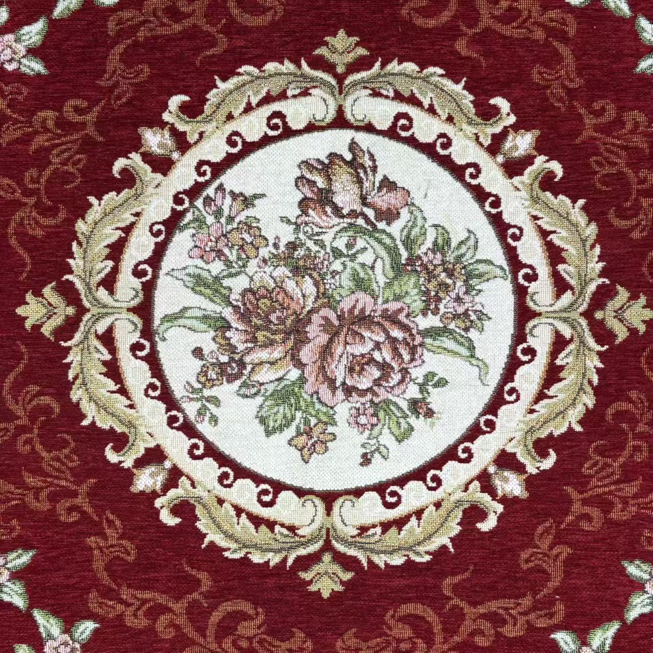 【Exquisite Red Floral Square Rug】Elegant medallion pattern with pink blooms & gold trim. Perfect for living room or bedroom décor. Classic Persian-inspired luxury. - Fucolina