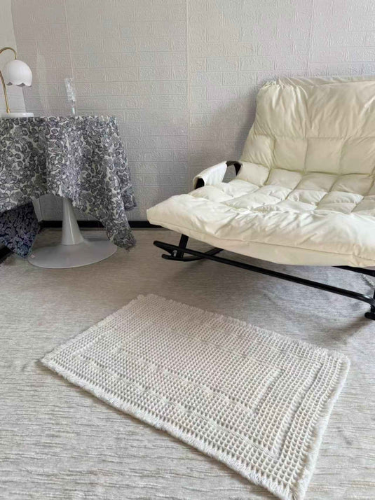 Modern Minimalist Pure White Waffle Weave Floor Mat