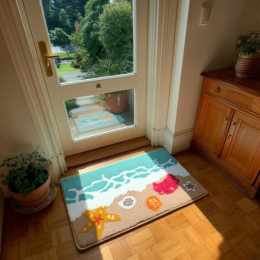 Beach & Ocean Tufted Rug | Starfish Crab Pattern Mat | Bathroom Non-slip Rug - Fucolina