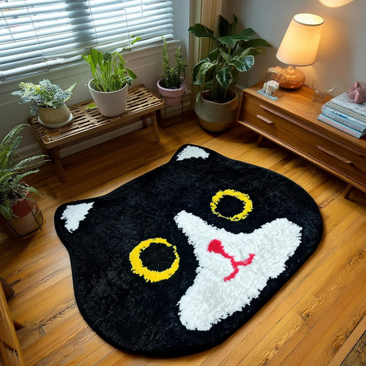 Cute Cat Shaped Tufted Rug | Cartoon Cat Head Mat | Fun & Unique Accent Rug - Fucolina