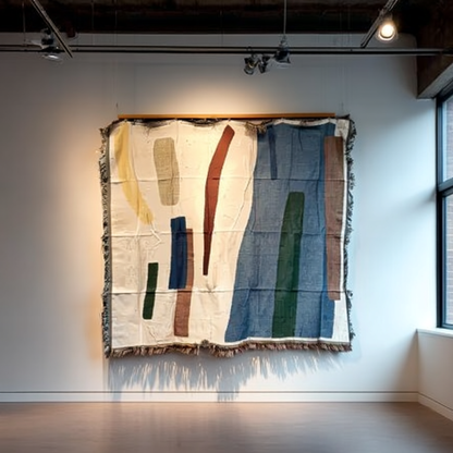 "Composition" Abstract Woven Tapestry | Modern Minimalist Wall Art Blanket - Fucolina